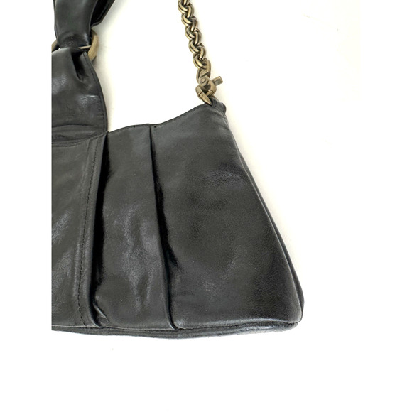 Hobo International Shoulder Bag Clutch Black Leather Detachable Chain Strap - Picture 7 of 15